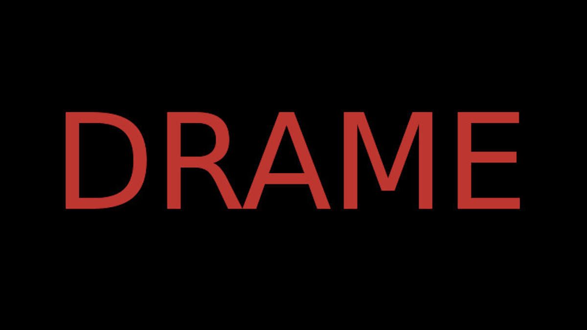 mot DRAME en rouge sur fond noir