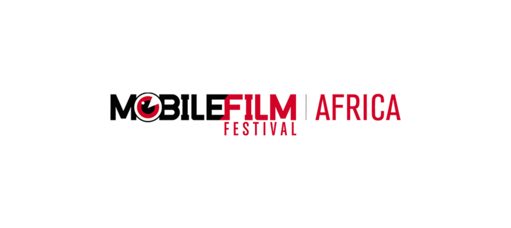 Logo avec texte Mobile Film Festival Africa en noir et rouge sur fond blanc