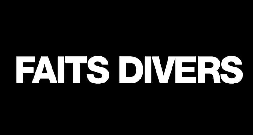 Fond noir avec le texte blanc en majuscules « FAITS DIVERS » au centre de l image